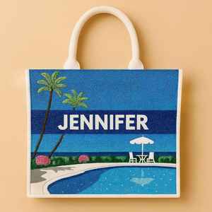 Bolsa de Mano Personalizada con Cuentas para Regalo de Dama de Honor de Boda, Diseño Floral Azul, Modelo MS Handicraft Ms-wc-001 - Product Image 3