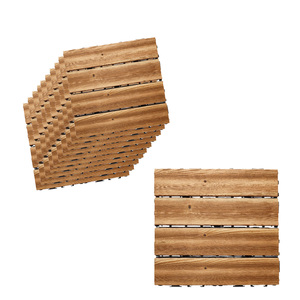 * OUTLET * 10 pezzi di piastrelle da giardino in plastica, 30x30x2,3 cm, pavimenti in legno carbonizzato per esterni, Color legno chiaro - Product Image 1