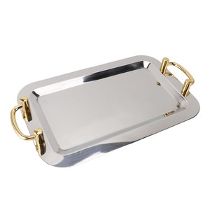 Plateau en acier au fini brossé moderne pour un service de cocktail élégant - Product Image 2