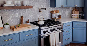 Armoires de cuisine en céramique, design moderne, à panneaux de bois, palissandre - Product Image 3