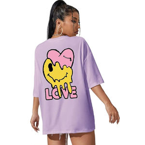 Camiseta de manga corta de algodón 100% de alta calidad a precio barato para mujer, camiseta de verano personalizada para mujer, camiseta de gran tamaño, ropa en blanco - Product Image 5