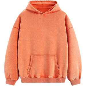 Sudadera con Capucha Lavada al Ácido Color Naranja Melocotón, Sudadera Holgada de Estilo Vintage, Sudadera de Forro Polar Suave, Ropa de Calle, Ropa de Invierno para Hombre y Mujer - Product Image 1