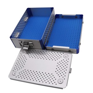 Caja de bandeja de instrumentos de aluminio estéril con almohadilla de silicona, organizador de herramientas médicas/quirúrgicas reutilizable para esterilización en autoclave - Product Image 1