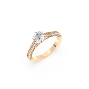 Reyes GRA ได้รับการรับรองทรงกลม1.32กะรัต VVS Moissanite แหวนโซลิแทร์925สเตอร์ลิงโรสโกลด์ชุบทองสำหรับผู้หญิง - Product Image 1