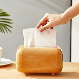 Boîte à mouchoirs support stockage couverture en bois étui à papier toilette conteneur maison voiture bureau boîte à mouchoirs - Product Image 4