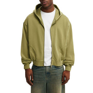 Sweat-shirts à capuche zippés surdimensionnés personnalisables pour hommes, en polaire/coton, thermiques, épais, respirants, coupe courte, épaules tombantes, hiver, lot de 2 - Product Image 1