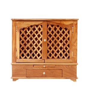 Customized Modern Solid Mango Wood Puja Mandir Mandap Home Office Table Top <b>Wall</b> Hanging Storage Kitchen Cabinets - Product Image 2