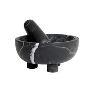 Mortero y Maja de Mármol Gris Natural de Fabricación OEM, Perfectos para Triturar Granos de Pimienta, Semillas y Hierbas con Gran Eficiencia - Product Image 2