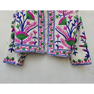 Indian Handmade Embroidered Hand Stitched Floral Design Quilted Jacket Women Winter Unique Vintage Style Fashion Relaxed - Product Image 5