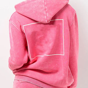 2025 mujeres algodón sin bolsillos jerséis personalizados sudaderas con capucha lisas lavado ácido bordado desgastado Sudadera con capucha mujeres - Product Image 6