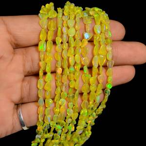 Perles de pierres précieuses lisses en opale éthiopienne jaune cristaux en vrac pour la fabrication de bijoux fournitures de perles de bricolage - Product Image 5