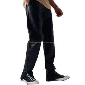 Trendy <b>Black</b> Faux Leather Pants for Men Slim Fit <b>Trousers</b> <b>with</b> <b>Pockets</b> & Zip Closure for Streetwear - Product Image 4