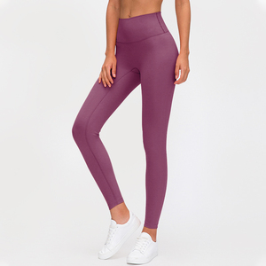 Leggings de yoga pour femmes, taille haute, couleur unie, longueur intégrale, extensibles dans quatre directions, taille élastique, matière spandex et polyester - Product Image 4