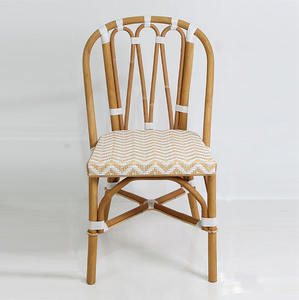 Silla de Jardín Minimalista de Ratán Beige Blanco con Asiento de Ratán PE para Comedor al Aire Libre, Patio, Cafetería, Balcón, Muebles de Hotel y Resort - Product Image 2