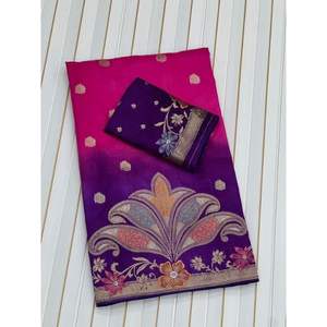 ส่าหรีผ้าไหมโดลาแท้ดีไซน์เนอร์เสื้อผ้าแนวพื้นเมืองเนื้อนุ่มไหลลื่นสี2D และ zari pallu ราคาขายส่งสำหรับงานแต่งงาน - Product Image 2