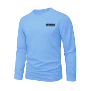 T-shirt d'été à manches longues 100% en coton pour hommes Fashion Loose Fit Solid Color Casual Blank Round Neck Tee customize logo - Product Image 5