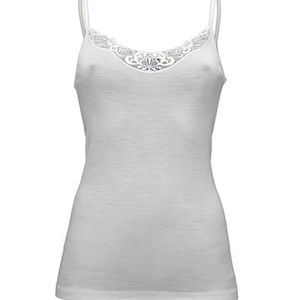 Camisole sans manches en laine et soie avec bordure en dentelle pour femme, fabriquée en Italie - Product Image 1