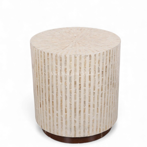 Tabourets en nacre faits à la main avec incrustations de coquillages, design d'accentuation, meubles de salon pour une décoration intérieure exclusive - Product Image 1