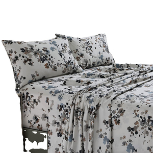 Draps en percale de coton 100% drap de lit imprimé doux Queen Size et taie d'oreiller ensemble 4 pièces drap-housse tissé pour hôtels - Product Image 4