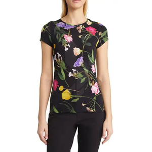 Camiseta de Verano para Mujer de Alta Calidad, 100% Algodón Tejido, Color Personalizado, Transpirable, Ecológica, Estilo Casual para Sublimación - Product Image 1