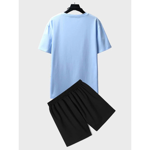 Vente en gros Ensemble t-shirt et short deux pièces pour homme, tenue de survêtement, ensemble court à manches courtes pour homme, ensemble respirant - Product Image 2