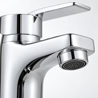 Robinet de lavabo de salle de bain WYRAX en alliage de zinc et céramique, monotrou, monocommande, à débit contrôlé, à poser sur le comptoir, poli, pour la vente en gros