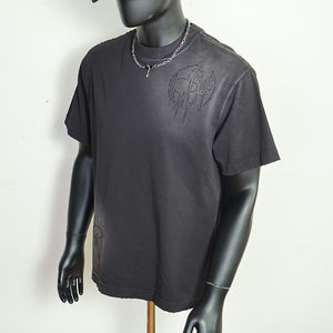 Camiseta Personalizada Vintage de Algodón 100% con Estampado Gráfico, Lavado Ácido, Corte Holgado y Recto, con Pedrería para Hombre - Fabricante - Product Image 1