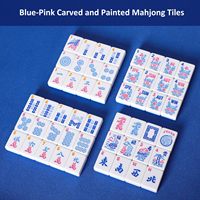 Tuiles de Mahjong en mélamine bleu écaille de tortue américaine, transparentes comme du cristal, pour 4 joueurs, ensemble de jeu haut de gamme