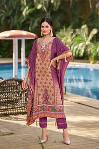 Belle crêpe naturelle Viscose ODM Designer numérique imprimé léger cheville longueur caftan travail manuel broderie avant point culminant - Product Image 3