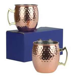Mug à bière en cuivre Moscow Mule de luxe, cuivre pur avec poignée, mug en métal de qualité supérieure pour le vin, le café et la vente en gros - Product Image 5