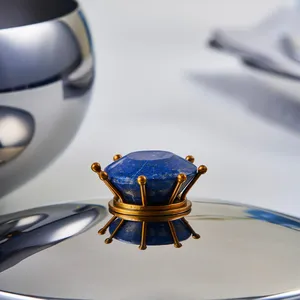 Bol de service zen asiatique en acier inoxydable poli Royal Lapiz, taille moyenne - Product Image 4