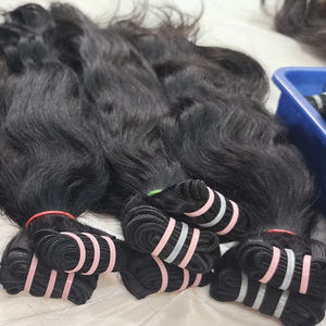 Faisceaux de cheveux humains indiens bruts non transformés Remy Extensions de vague naturelle sans enchevêtrement directement des cheveux Chennai Inde - Product Image 5