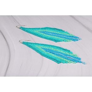 Boucles d'oreilles chandelier en perles de verre pour femmes à la mode avec perles Accessoire de mode de fête - Product Image 2