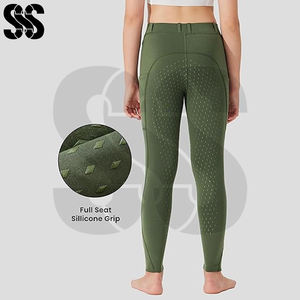 Pantalons d'équitation pour femmes, taille haute, tissu extensible en polyester/spandex, confortables et durables, pantalons d'équitation - Product Image 2