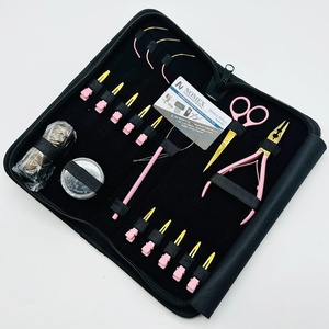 Kit d'outils d'extension de trame Pince à perles ciseaux Pince à cheveux pour perles Aiguilles droites - Product Image 2