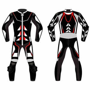 Combinaison de course moto unisexe personnalisée en cuir, 2 pièces, manches longues, respirante, séchage rapide, imperméable, ignifuge, imprimée - Product Image 4