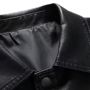 Veste en cuir chauffante à col rabattu à manches longues, vêtement tendance, coupe-vent, veste en cuir de vache pour homme, taille plus, pour adulte - Product Image 3