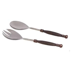 Service à salade avec manche en bois de mangue, nouveau Design, service à salade en métal, prix de gros, nouveaux couverts, Offre Spéciale - Product Image 5