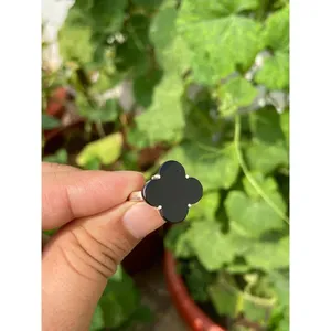 <b>925</b> <b>Silver</b> Clover <b>Ring</b> <b>with</b> Black Onyx Hand-Designed Licensed Private Brand Jewelry for Gift - Product Image 2