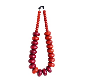 Superbe collier en résine simulée africaine vintage W Trad fait main collier multicolore avec ange écologique et bouddhisme - Product Image 1