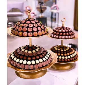 Soporte para Tartas de metal dorado de 3 niveles con mango, Plato decorativo para servir magdalenas para fiestas y decoración del hogar, el último diseño - Product Image 3