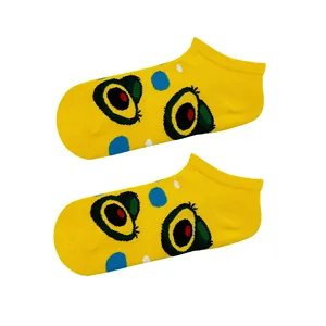 Yellow Nylon Ankle <b>Socks</b> for Girls Breathable Lightweight <b>Fun</b> Patterns Avocado Floral Striped Rainbow 3D New for Daily Use - Product Image 1