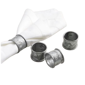 Juego de 4 servilleteros galvanizados en metal con forma redonda perfectos para hoteles y elegantes accesorios de decoración de mesa - Product Image 1