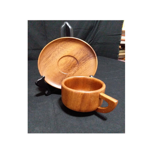 <b>Wood</b> <b>Tea</b> Cup coaster Walnut Coasters <b>Set</b> Small Size Coffee Cups and coaster for at Best Price - Product Image 2