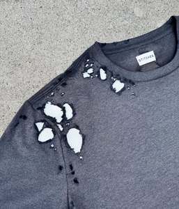 Logo personnalisé pour hommes 100% coton blanc épais à manches courtes Streetwear Vintage en détresse soleil délavé à l'acide t-shirt - Product Image 5