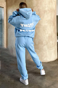 Sudadera holgada con logotipo personalizado, conjunto de sudaderas con capucha y joggers, chándal con capucha de 2 piezas de algodón 100% - Product Image 4