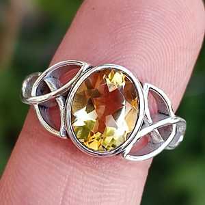 Navya Craft Handmade 925 Sterling <b>Silver</b> Women's <b>Statement</b> Boho Jewelry Citrine Celtic Knot Oval <b>Ring</b> with Yellow Gemstone - Product Image 3