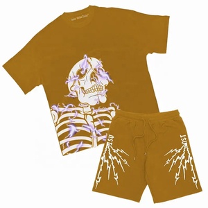 Ensemble streetwear : T-shirts oversize et pantalons évasés amples, impression DTF avec strass, option logo personnalisé, grandes tailles - Product Image 5