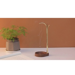 Logo personnalisable feuille de laiton doré porte-bâton d'encens attrape-cendres plateau d'encensoir maison méditation diffuseur de parfums décoratifs - Product Image 2