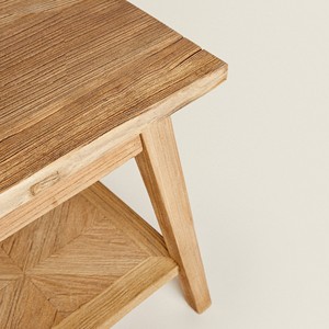 Mesa auxiliar de madera de alta calidad con estante inferior Mesita de noche rústica para sala de estar Dormitorio hecha en Vietnam - Product Image 3